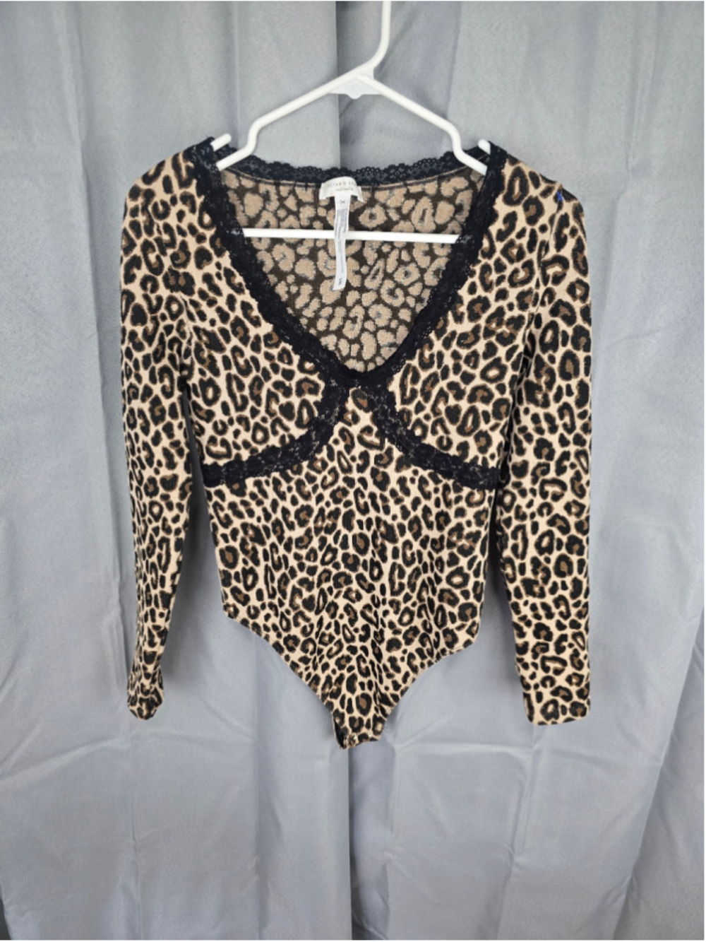 Women's Altar'd State Leopard Print Bodysuit Size L Beige Black